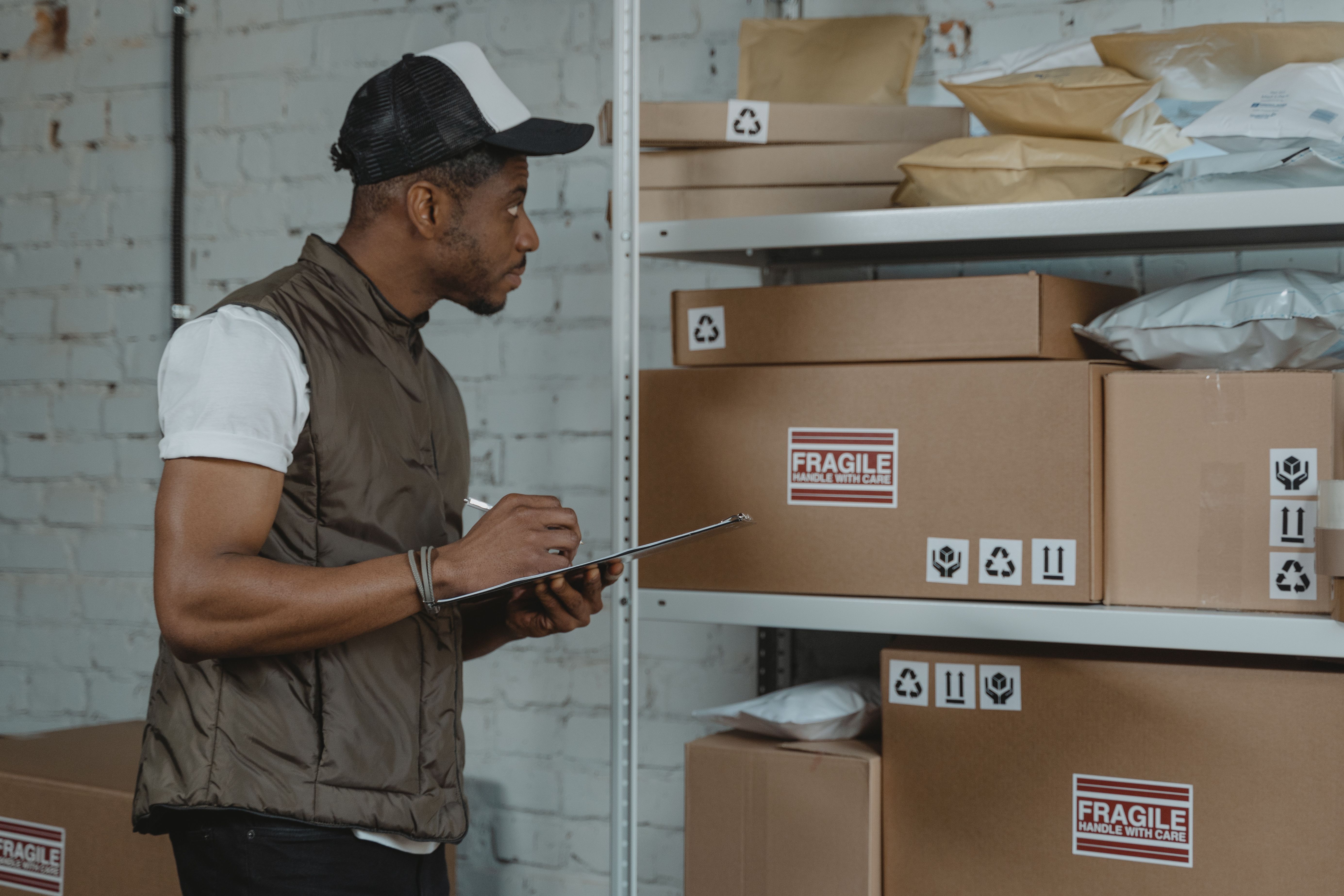 Logistics professional reviewing cargo documentation