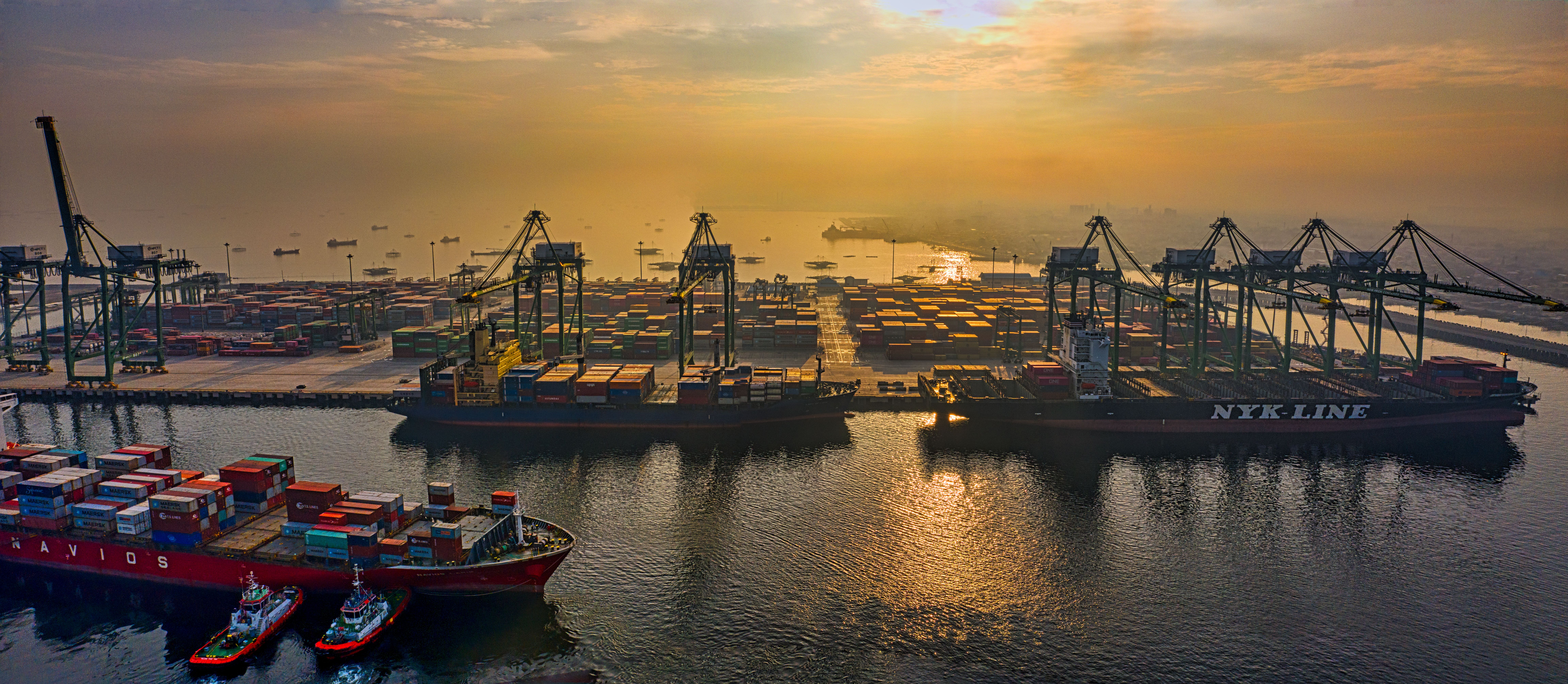 Port at sunset